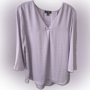 Lord & Taylor Gray 3/4 Sleeve Relaxed Blouse